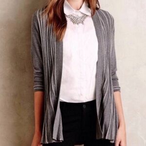 ANTHROPOLOGIE Knitted & Knotted Open Front Grey Cardigan Sweater